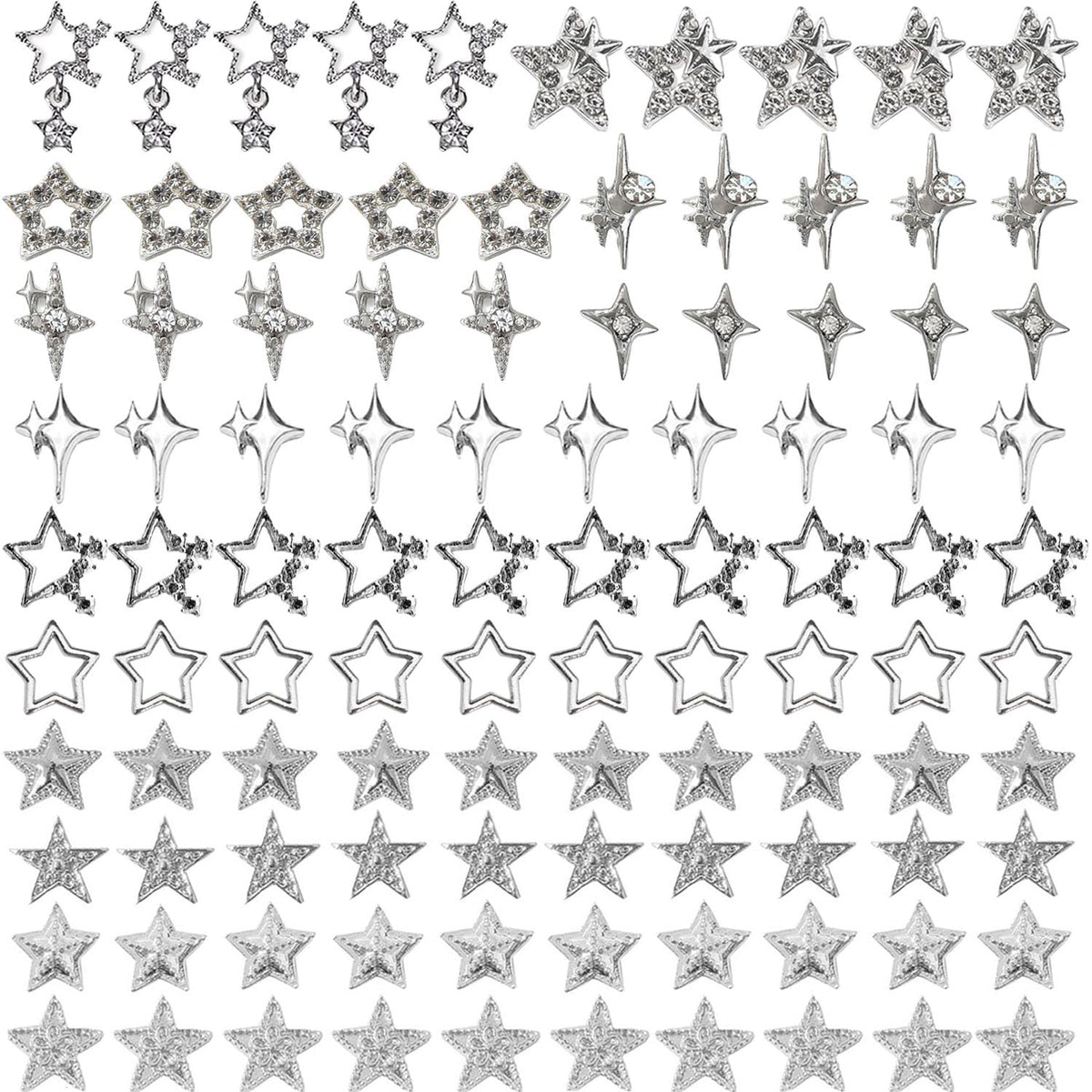 KACHIMOO adornos de uñas estrellas 3D para brillo y estilo.