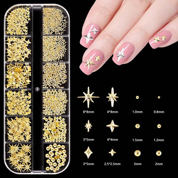 KACHIMOO perlas planas en oro para uñas, acabado elegante.
