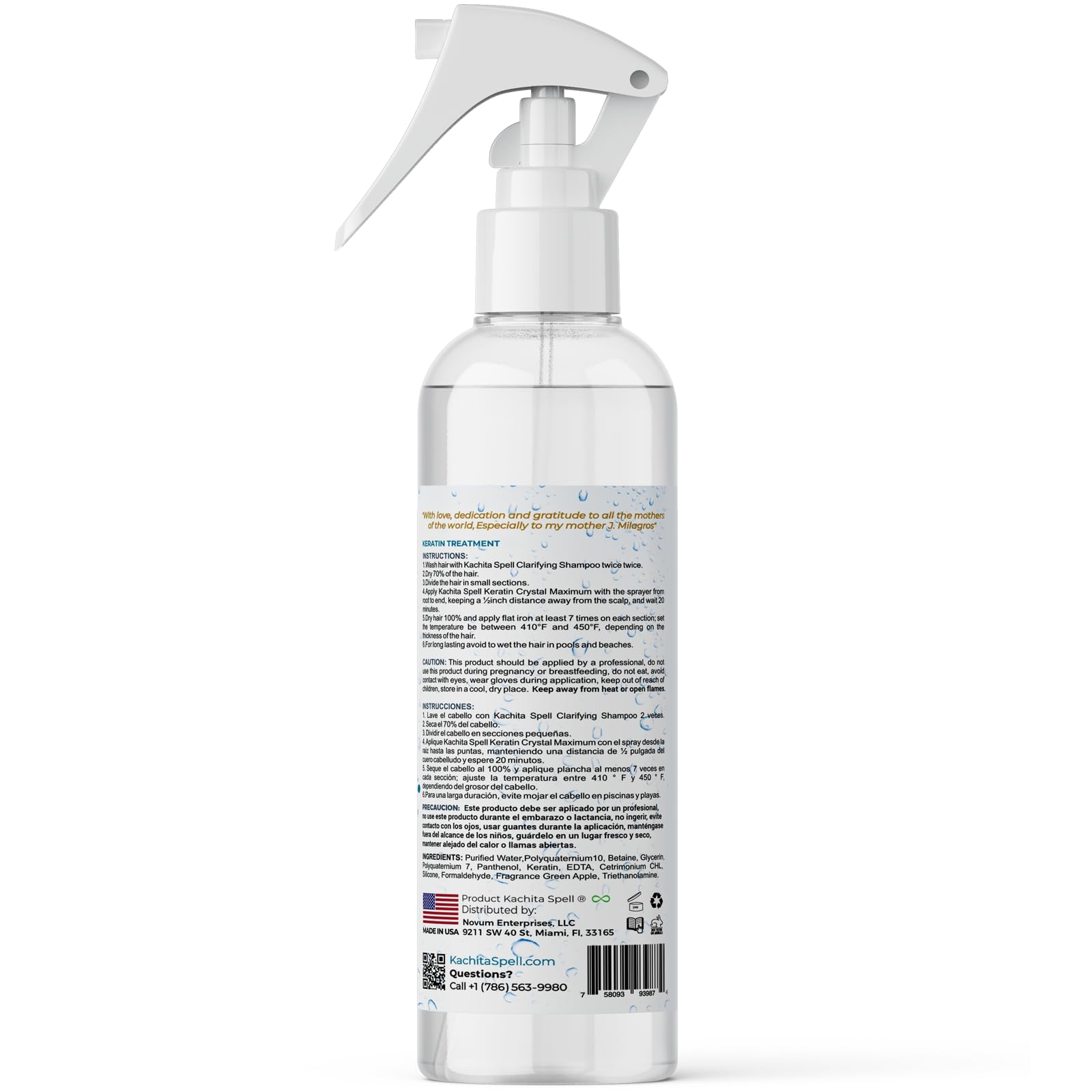 Kachita Spell Keratin Crystal, ideal para uso profesional en salón y casa.