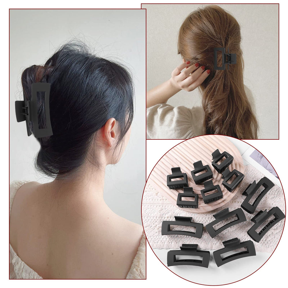 Kacmagic acabado mate pinzas rectangulares negro, evita deslizamientos sin tirar del cabello