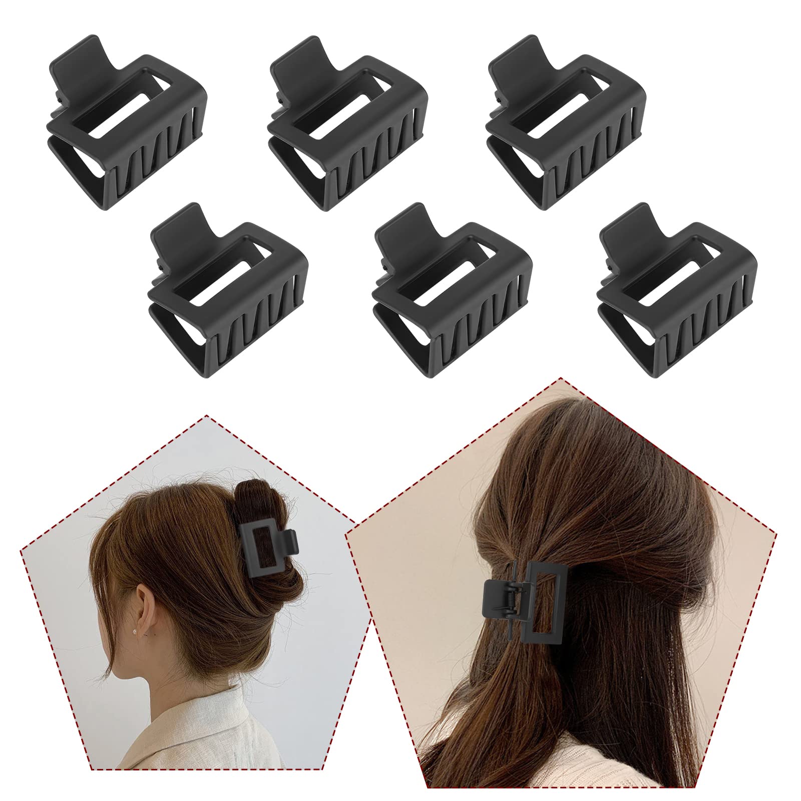 Kacmagic conjunto padres hijas pinzas rectangulares negro, perfecto para looks coordinados