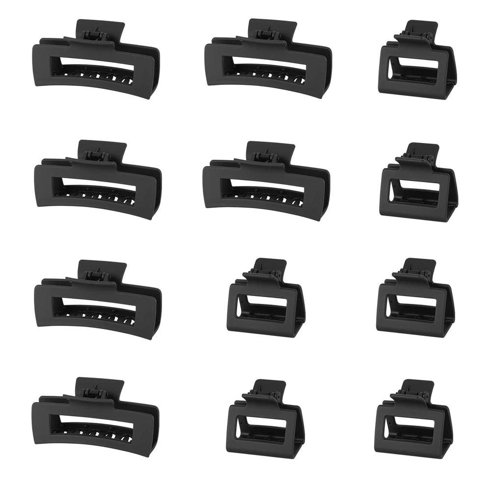 Kacmagic no deslizan pinzas rectangulares negro, opción segura para cabello durante actividades