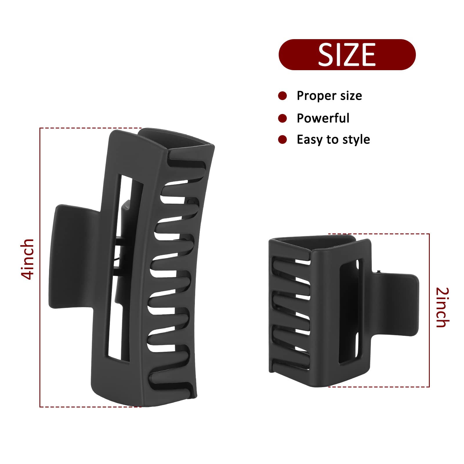 Kacmagic pinza rectángulo pequeña negro, ideal para mechones finos y peinados ligeros