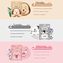 Kaely animal-character sheet masks for teens and adults with soothing moisture.