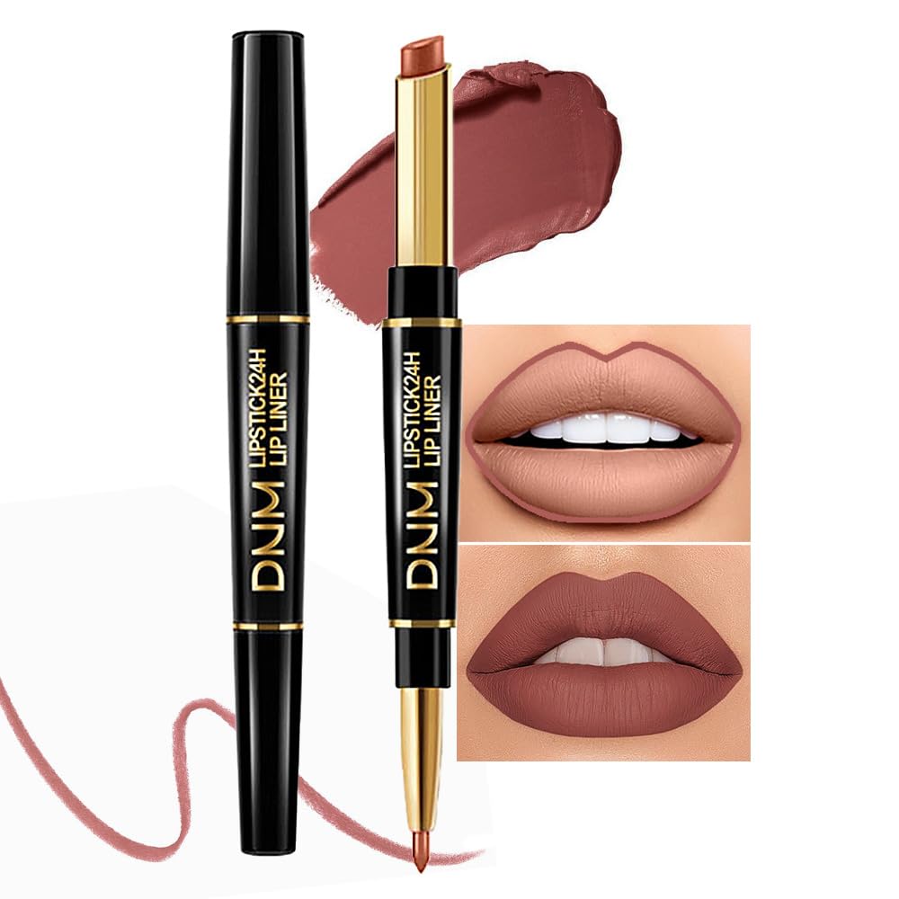 Conjunto Kaely 2 en 1 delineador labios marrón para definición precisa.