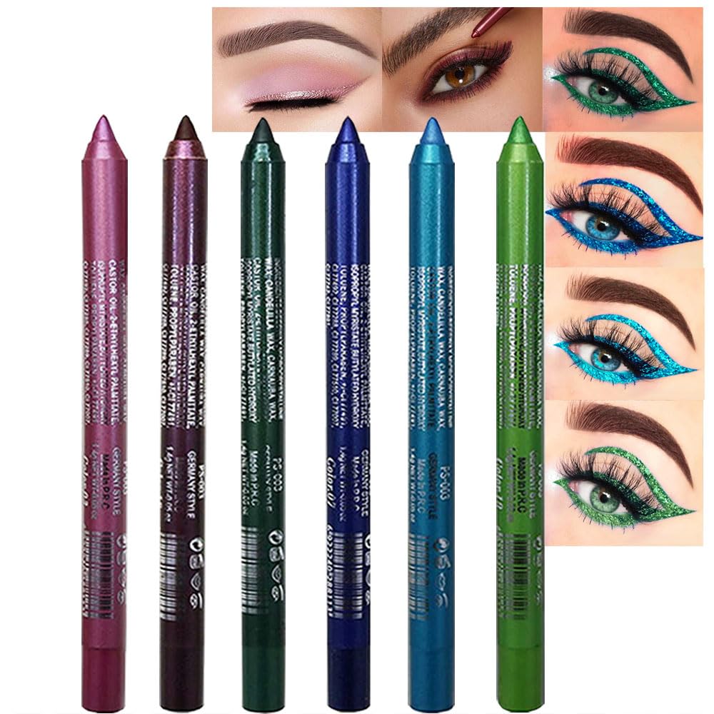 Kaely, conjunto de delineadores de gel con purpurina, seis colores para resultados variados