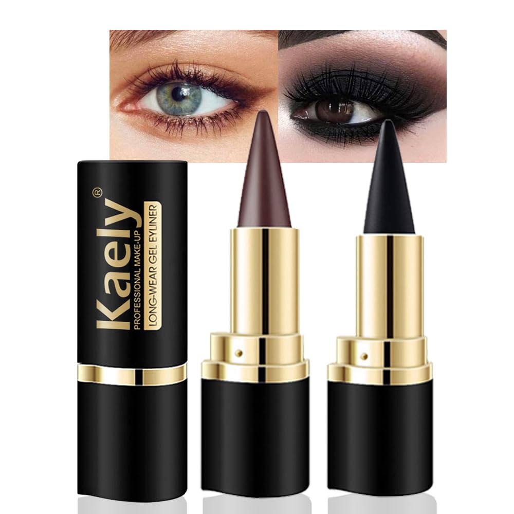 Kaely delineador gel negro 2 piezas para delineado suave y duradero.