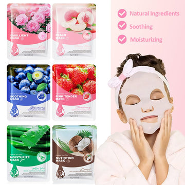 Mascarillas faciales Kaely para niños, pack de variedades 02, nutrición ligera para la piel.
