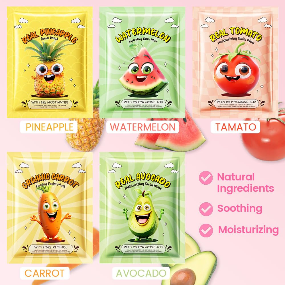 Kaely mascarillas-fruta-ingredientes-alta-calidad: con colágeno para nutrición suave.
