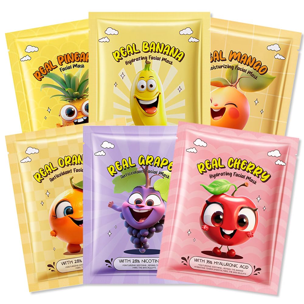 Kaely mascarillas de fruta para niños: paquete frontal, aroma suave y cuidado diario.