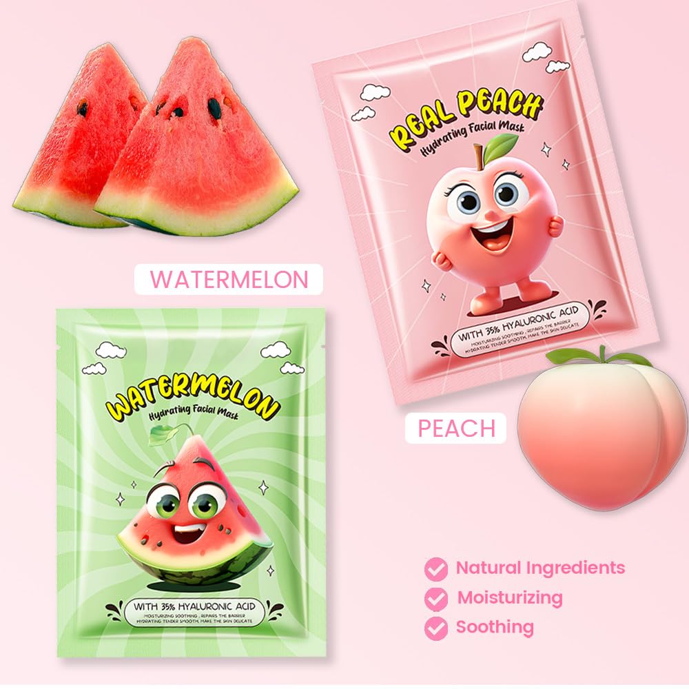 Kaely mascarillas-fruta-uva-cereza para iluminar y refrescar la piel.