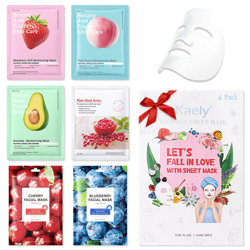Mascarillas Kaely para niños, variedad de seis unidades, hidratación suave para la piel.