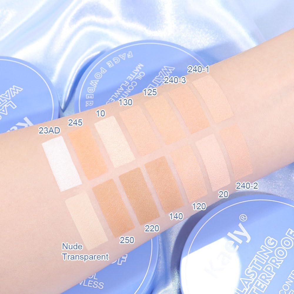 Polvo compacto Kaely para piel sensible en tono natural.
