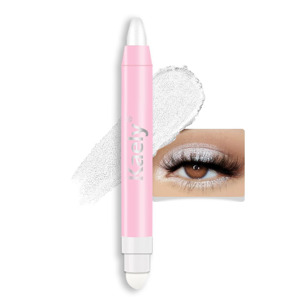Kaely sombra crema dos-en-uno en tono perla blanco para ojos luminosos.