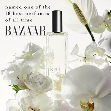 Kai eau de parfum, primer plano frasco, aroma ligero para cualquier ocasión.