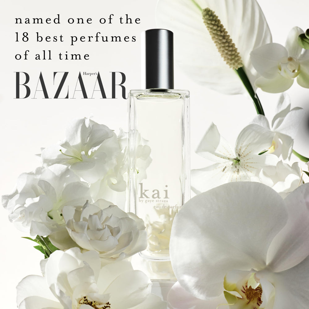Kai eau de parfum, primer plano frasco, aroma ligero para cualquier ocasión.
