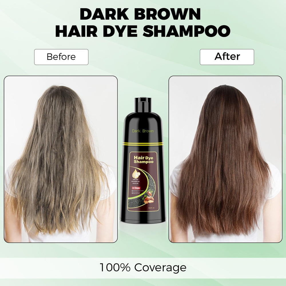 KAISASA champú-tinte envase frontal, color marrón oscuro para hombres y mujeres
