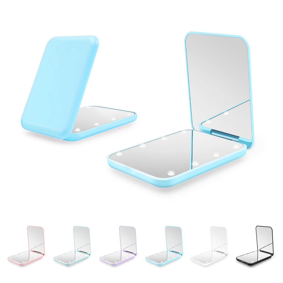 Espejo compacto Kakuje con luz LED para retoques claros en cualquier lugar