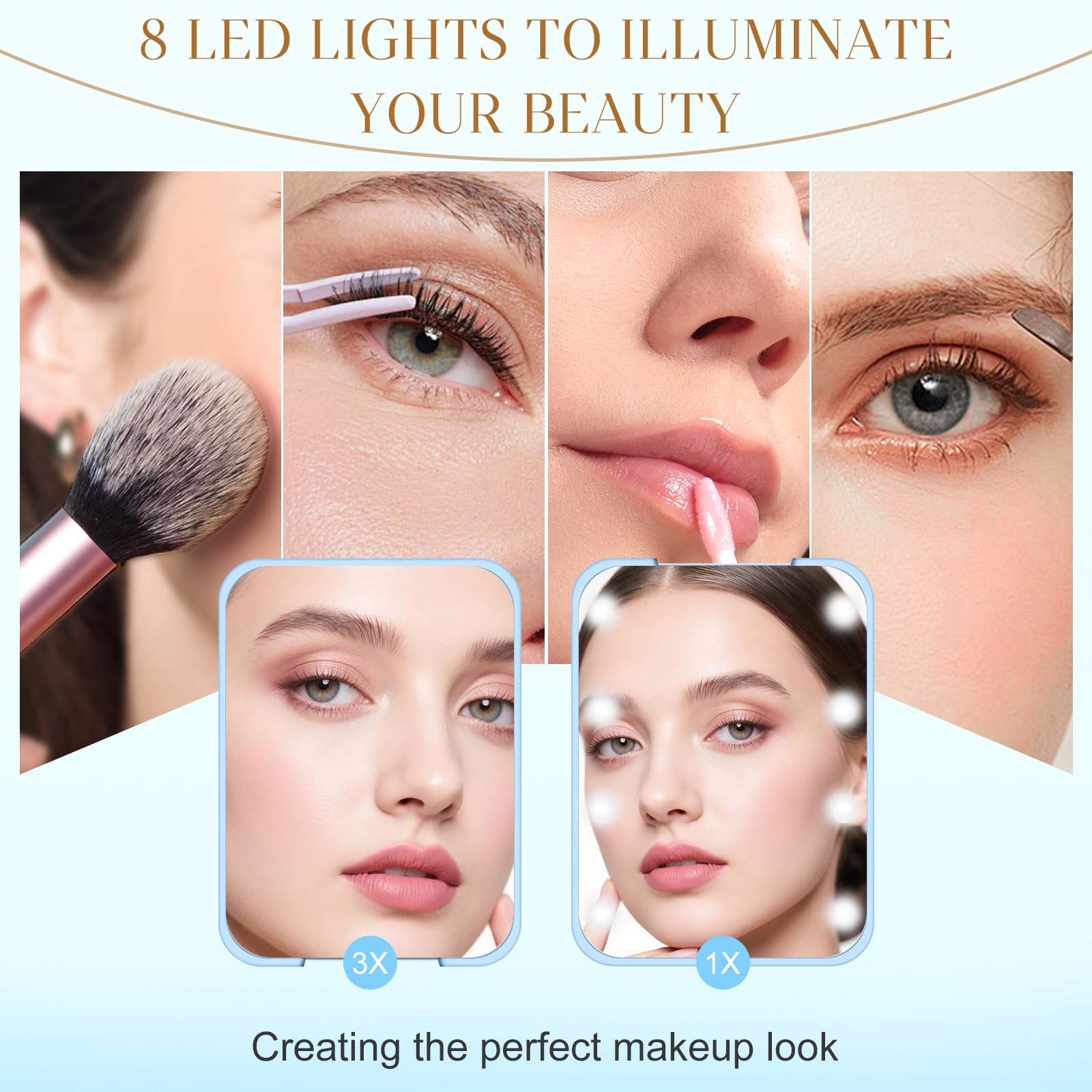 Kakuje espejo de doble cara 1x/3x para detalles precisos
