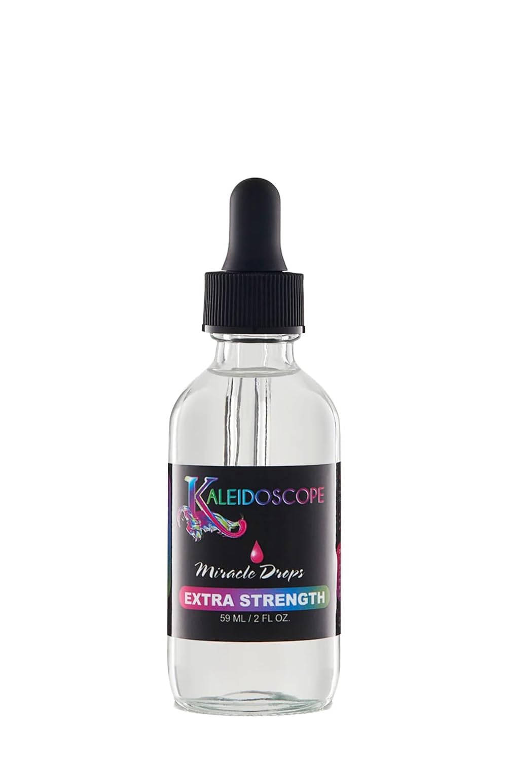Kaleidoscope Miracle Drops vertido-botella para un toque refrescante en el cuero cabelludo.