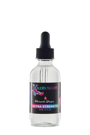 Kaleidoscope Miracle Drops vertido-botella para un toque refrescante en el cuero cabelludo.