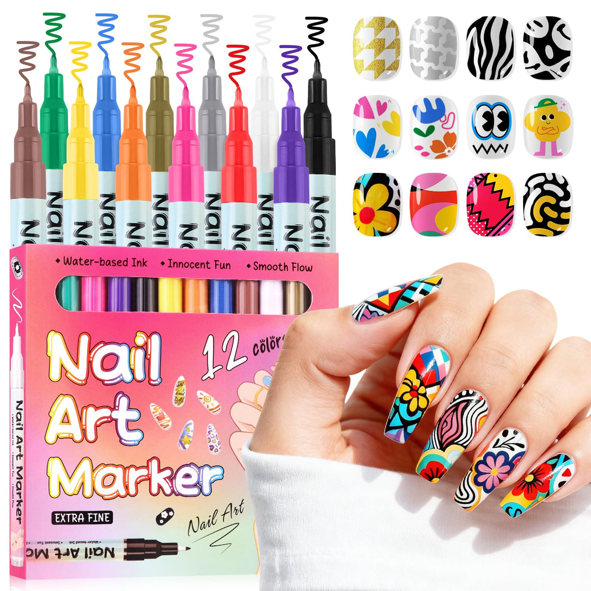 Kalolary 12 colores para uñas para diseños versátiles y vibrantes.