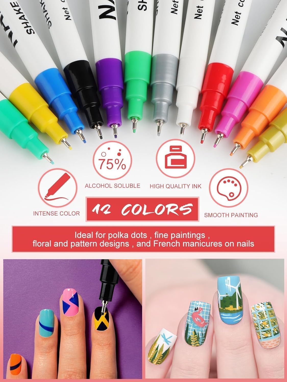 Kalolary puntos y lineas dibujados en uñas, decoraciones modernas