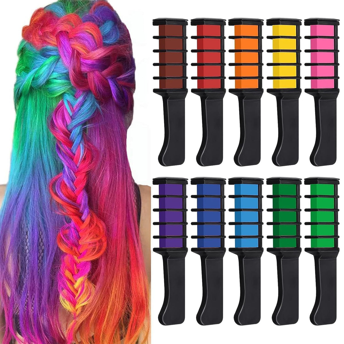 Kalolary tizas para cabello en 10 colores para color temporal y divertido