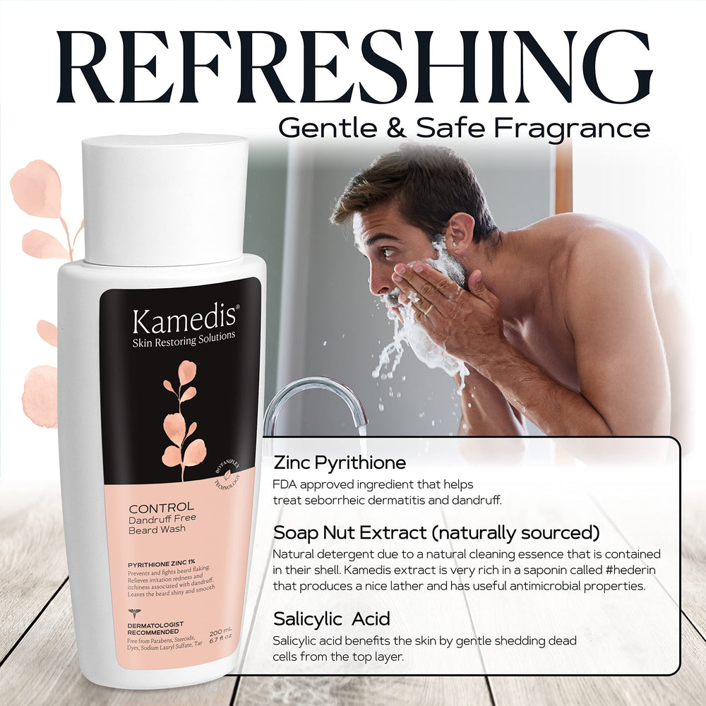 KAMEDIS Beard Wash aplicación rápida, deja sensación fresca tras el lavado.