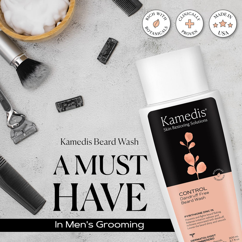 KAMEDIS Beard Wash uso facial y de barba para controlar la caspa.