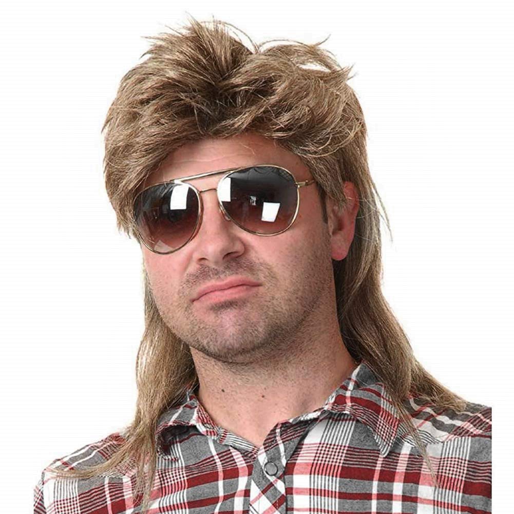 Peluca mullet de Kaneles frente con estilo de los años 80 para fiesta