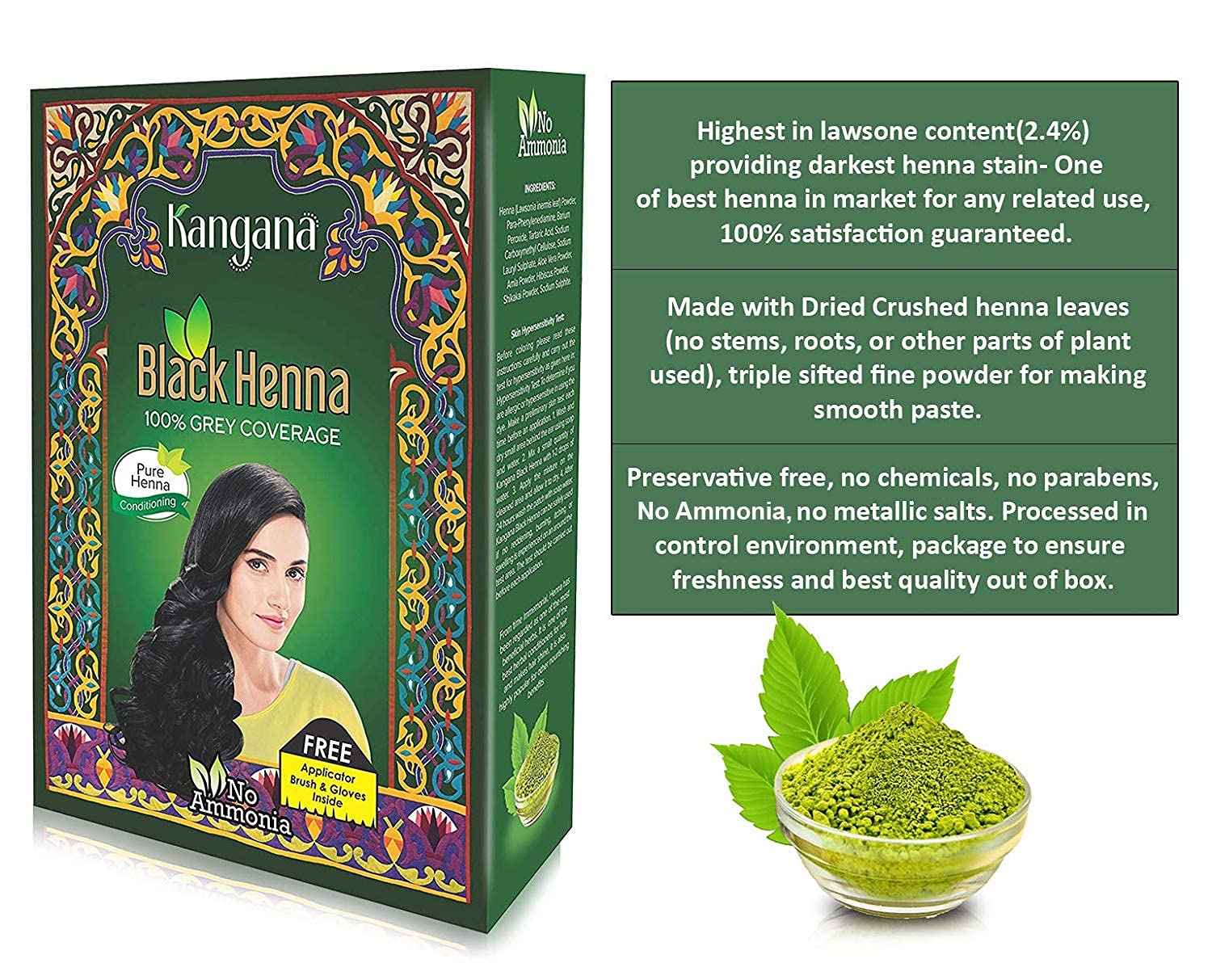 Kangana Henna Negro: aplicación con guantes para un acabado limpio.