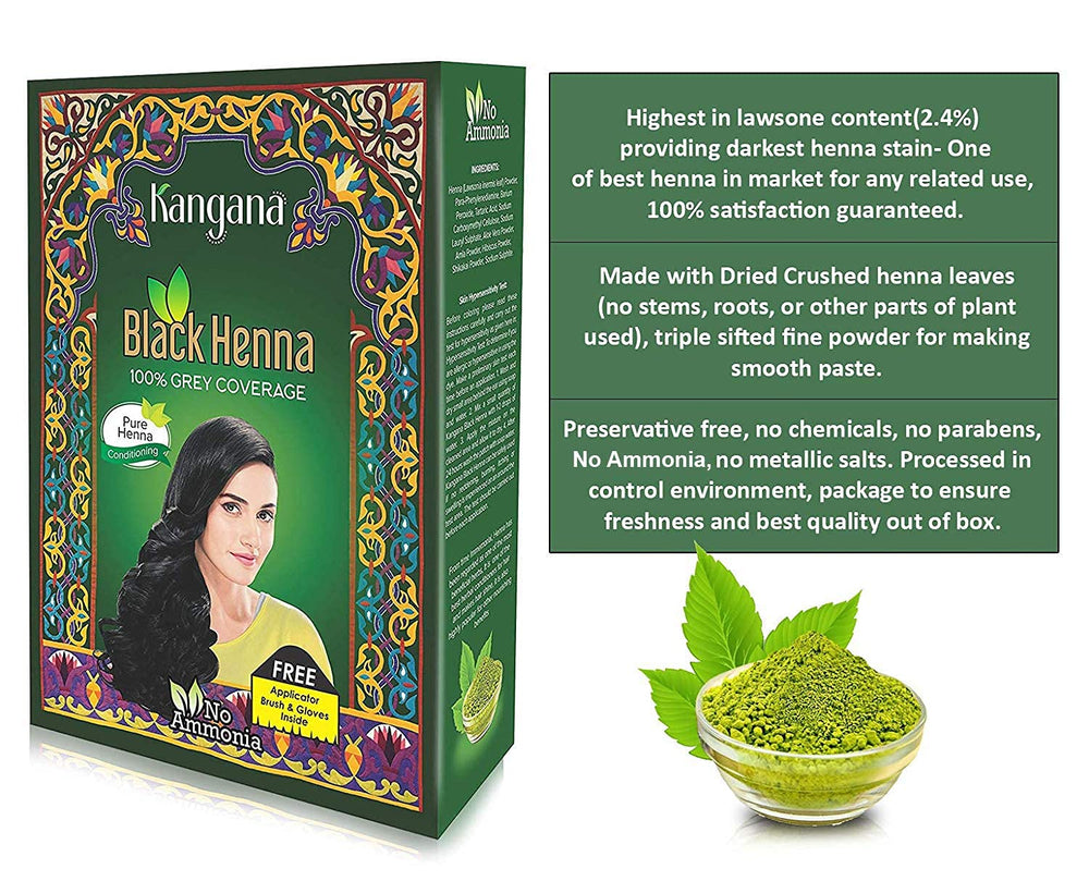 Kangana Henna Negro: aplicación con guantes para un acabado limpio.