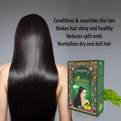 Kangana Henna Negro: cobertura de canas al 100% para tono intenso.