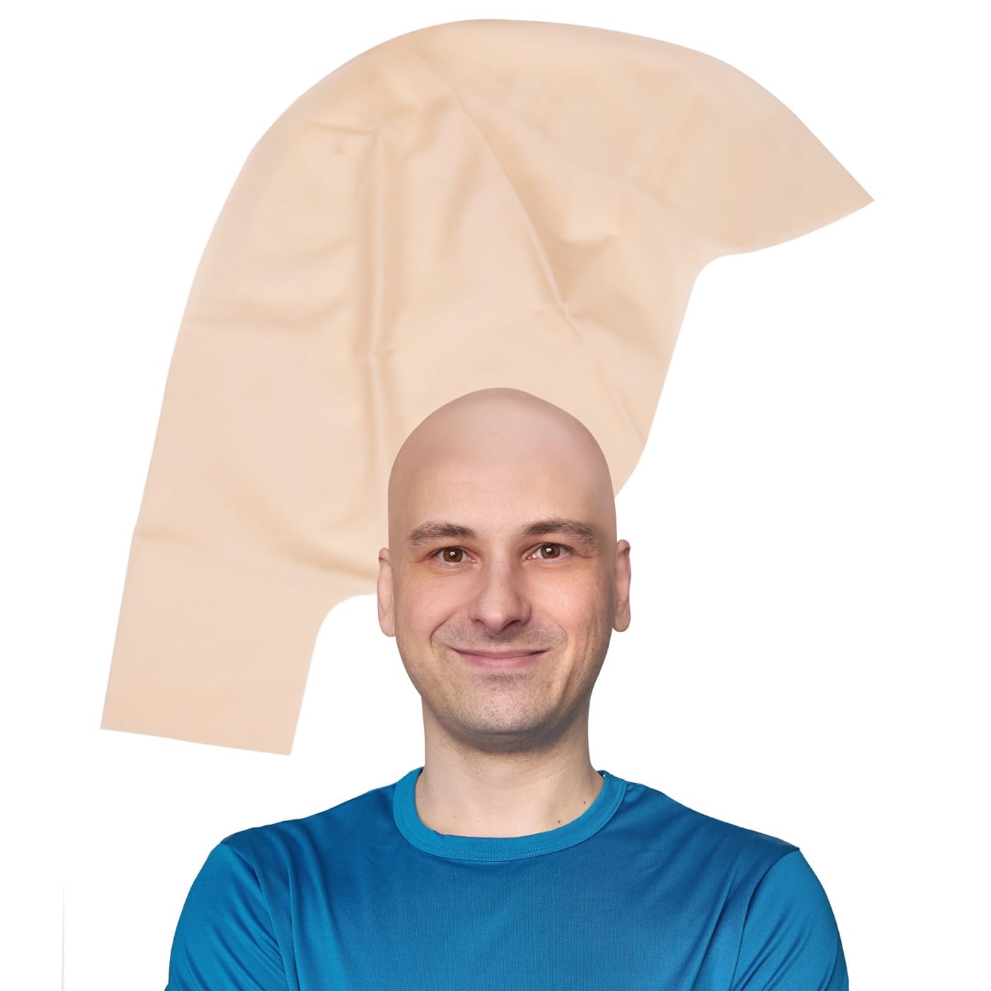 Gorro calvo Kangaroo de látex beige frente, ideal para disfraces y maquillaje realista.