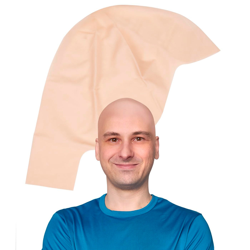 Gorro calvo Kangaroo de látex beige frente, ideal para disfraces y maquillaje realista.