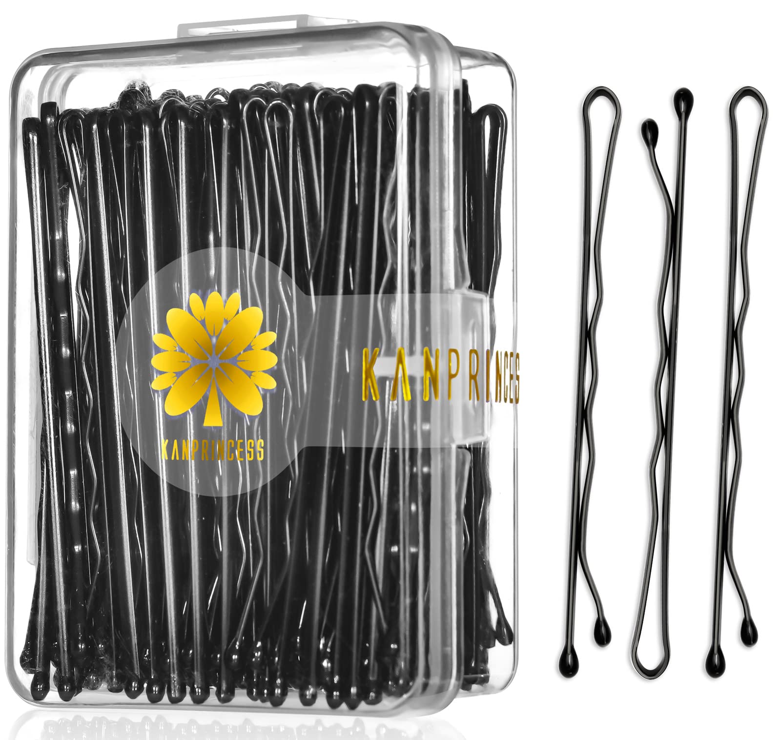 KANPRINCESS horquillas cabello negro con estuche, almacenamiento práctico.