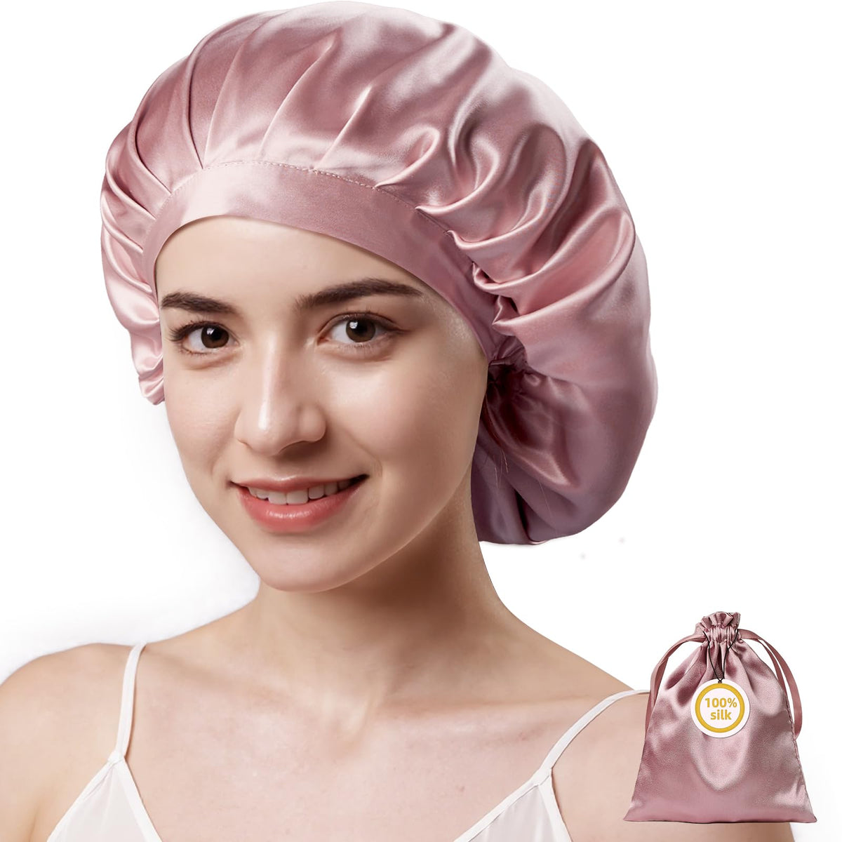 Kaome bonete de seda morera para dormir: mantiene hidratación y reduce frizz.