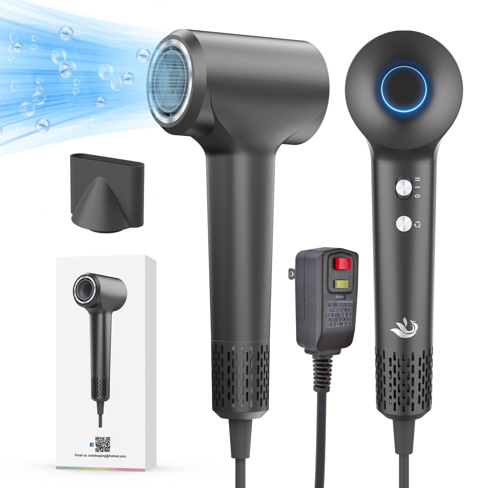 KARFUN secador de pelo con flujo de aire potente para secado rápido