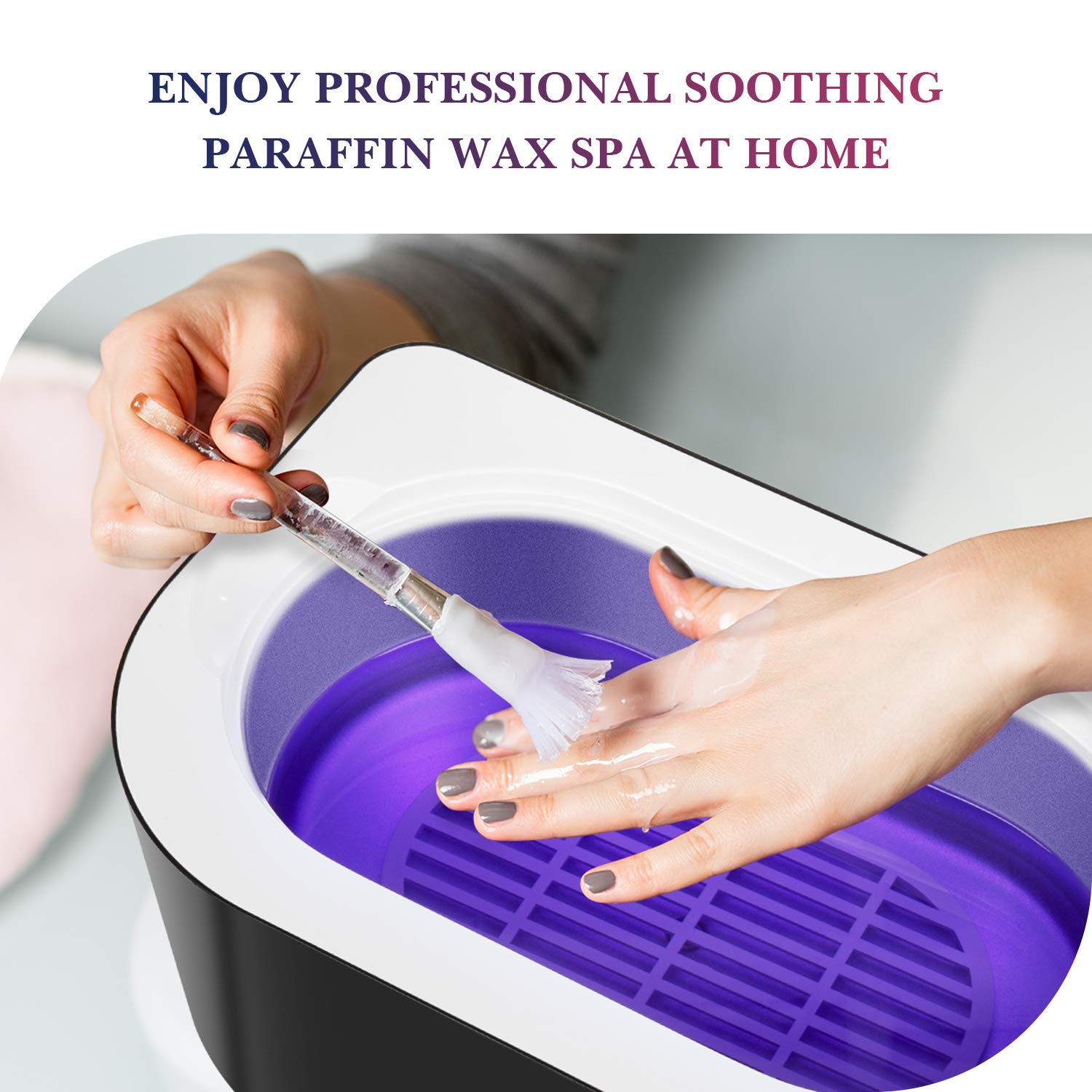 Manos relajadas con parafina Karite lavanda y piel hidratada.