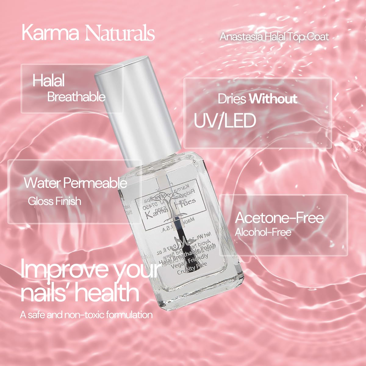 Karma Organic Nail Polish textura permeable, permite respiración de la uña