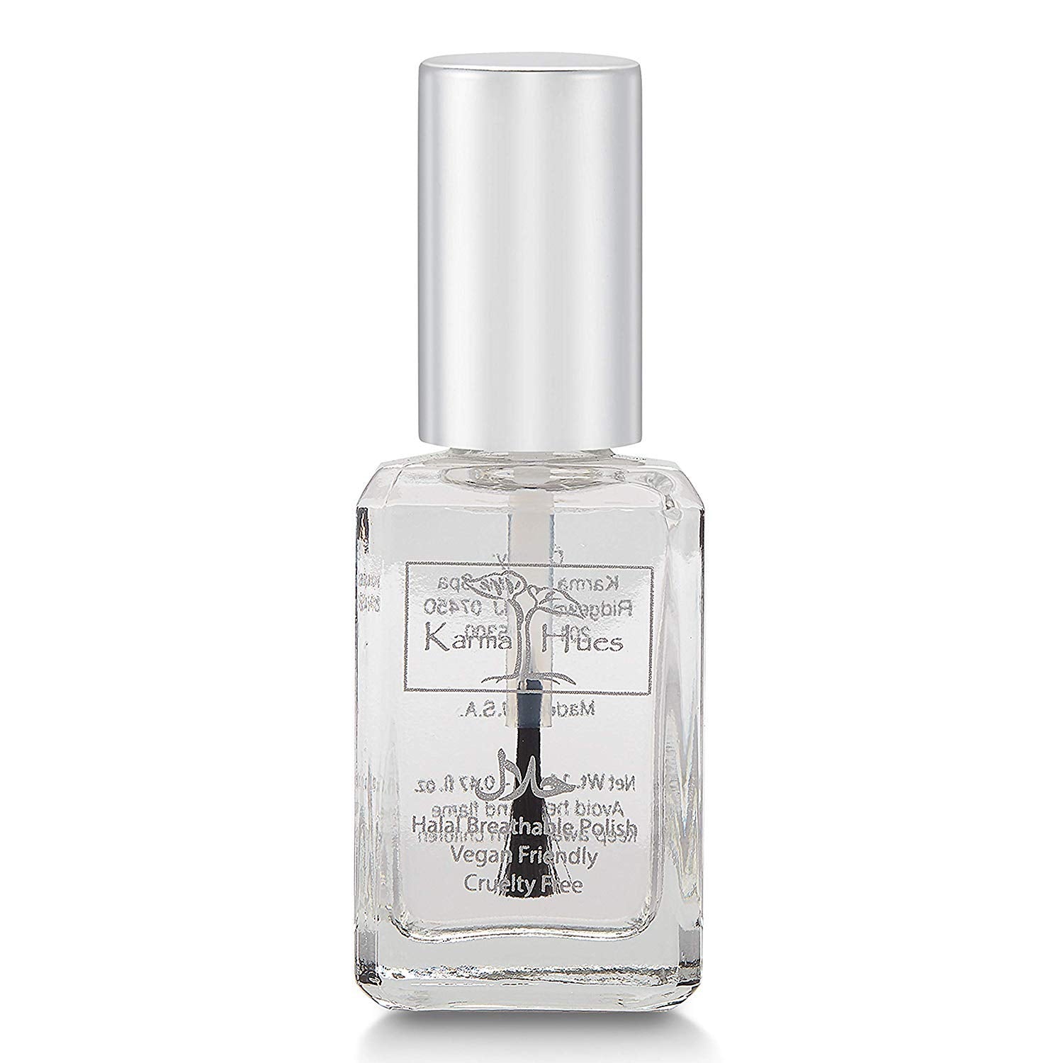 Karma Organic Nail Polish volcado de la botella, acabado brillante