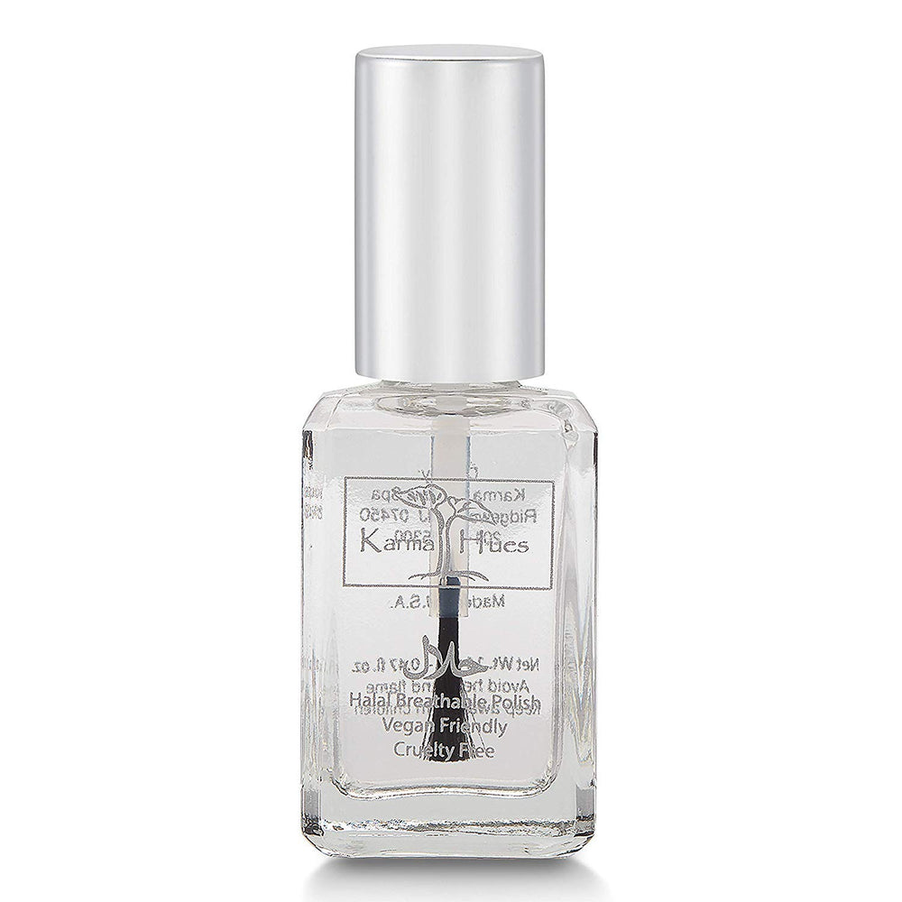 Karma Organic Nail Polish volcado de la botella, acabado brillante