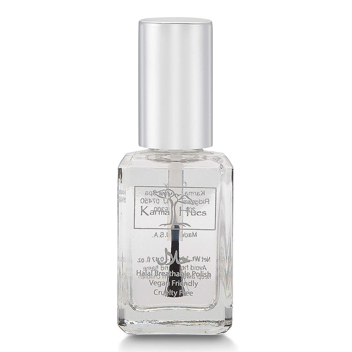 Karma Organic Nail Polish volcado de la botella, acabado brillante