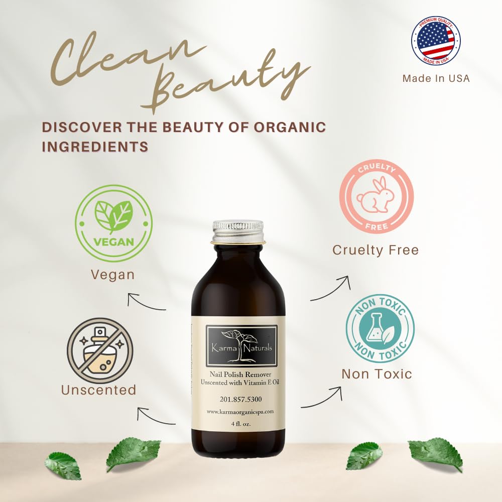 Karma Organic Remover Esmalte Sin Olor - tamaño 4 oz perfecto para casa