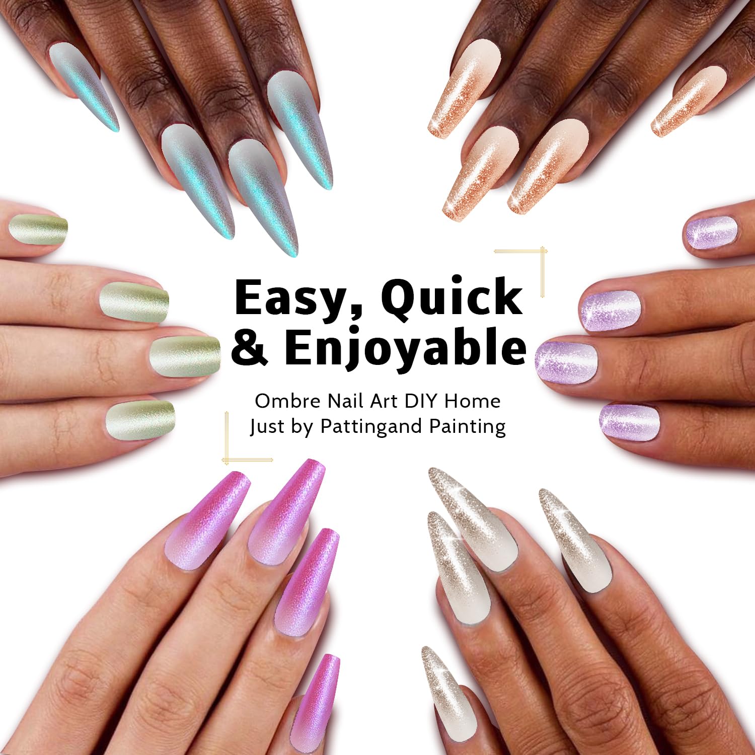 Uso sencillo con esponja para degradados rápidos en Karroy Glitter Pat Gel.