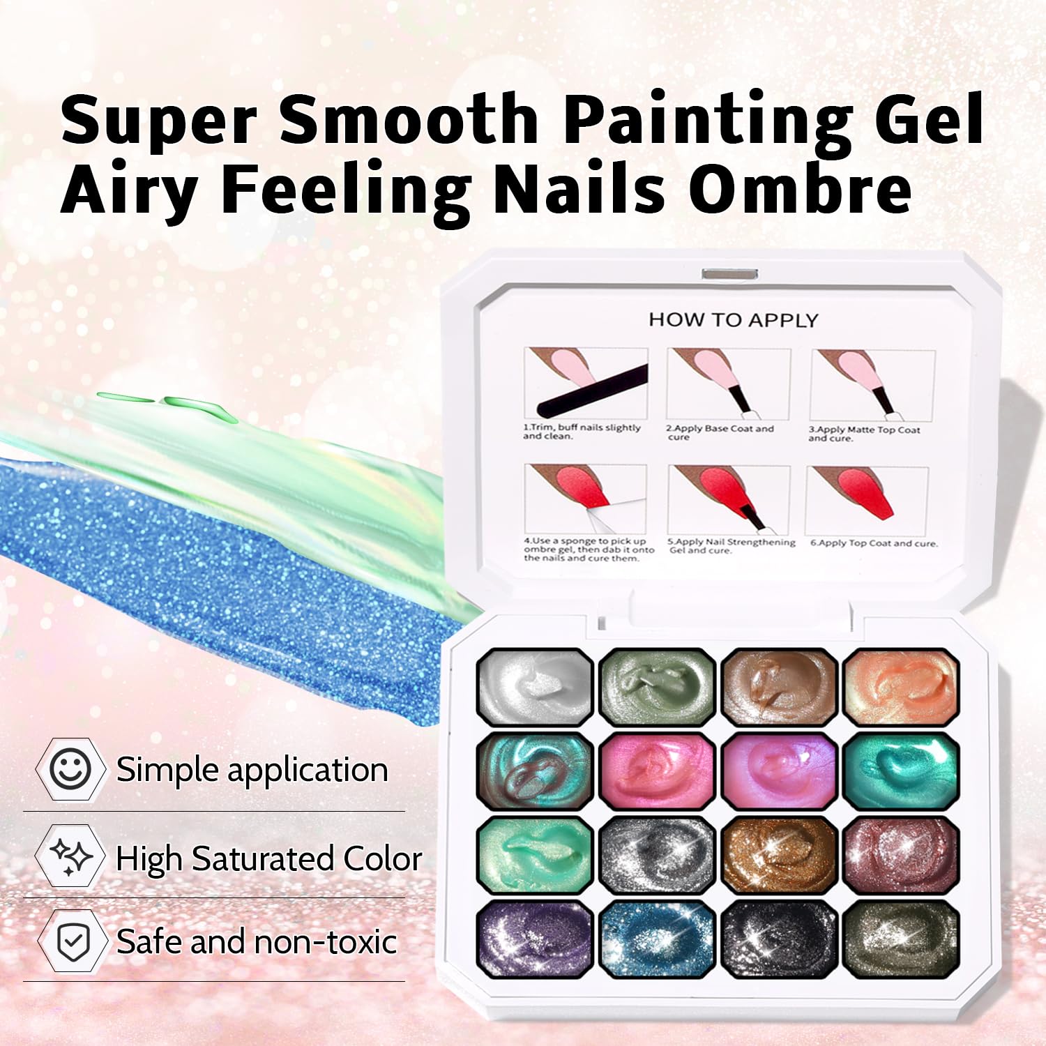 Pigmentación vibrante para uñas llamativas con Karroy Glitter Pat Gel.