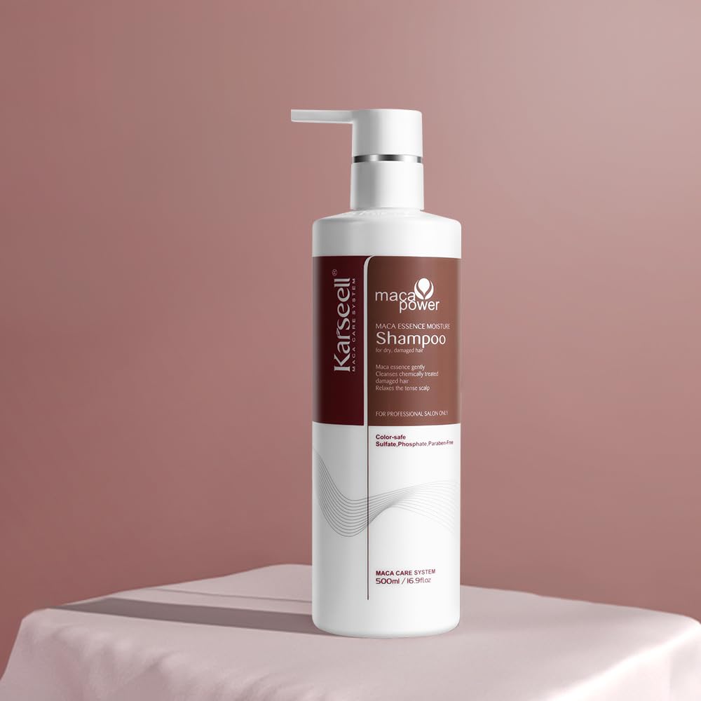 Karseell Argan Oil Shampoo closeup shows creamy texture and luxurious scent.