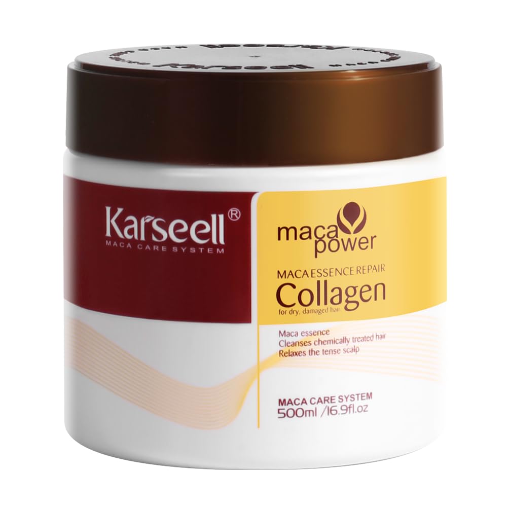 Karseell Mascarilla capilar: colágeno y argán en bote de 500 ml para cabello seco