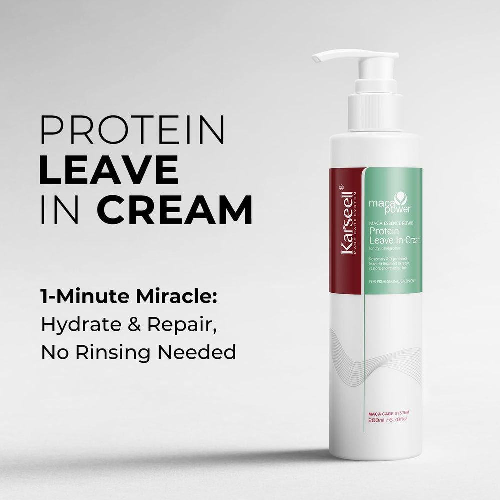 Crema de proteína Karseell en frasco aporta brillo suave y nutrición diaria